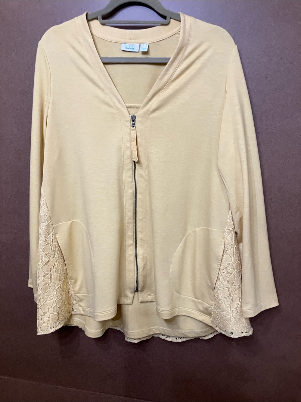 Logo Lounge Lace Panel Zip Top - Yellow - Picture 2 of 11